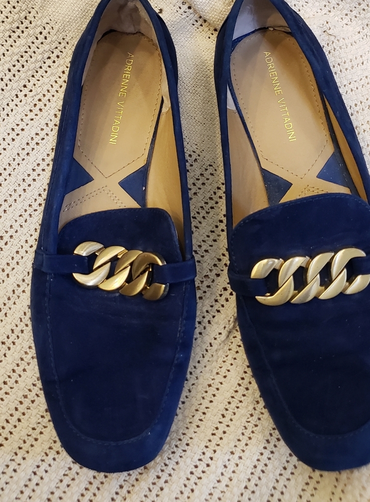 Adrienne Vittadini blue suede loafers